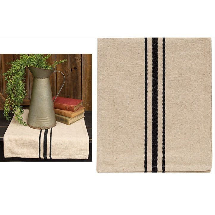 Grain Sack Stripe In Black & Cream Table Runner 32" Long-Craft Wholesalers-The Village Merchant