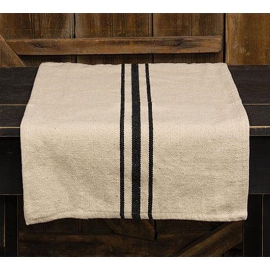 Grain Sack Stripe In Black &amp; Cream Table Runner 56&quot; Long-Craft Wholesalers-The Village Merchant