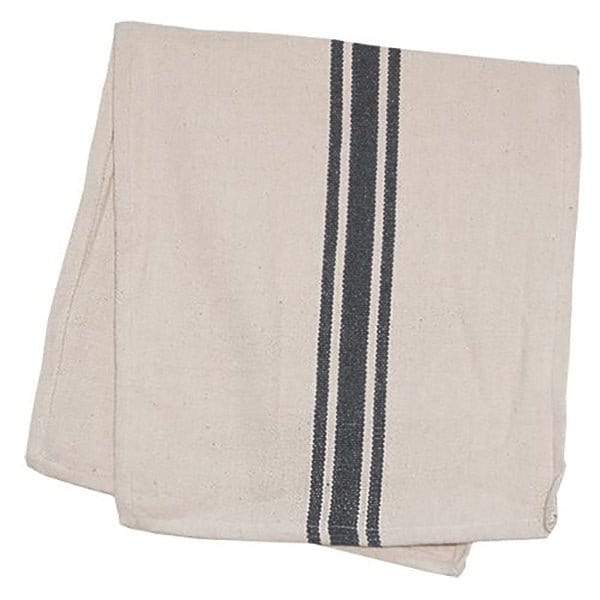 Grain Sack Stripe In Gray Table Runner 30&quot; Long-Pine Creek-The Village Merchant