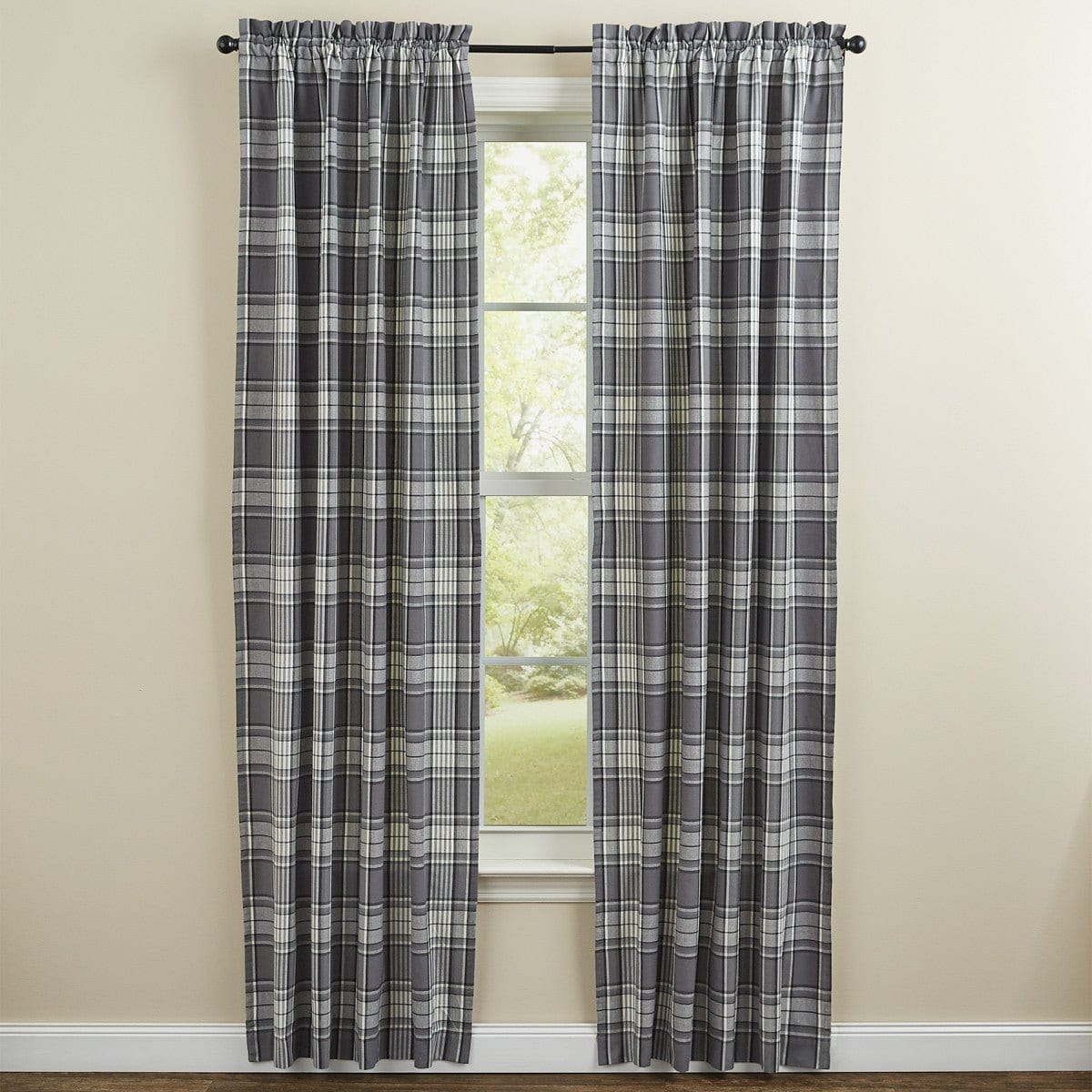 Gray Area Panel Pair With Tie Backs 84&#39; Long Lined-Park Designs-The Village Merchant