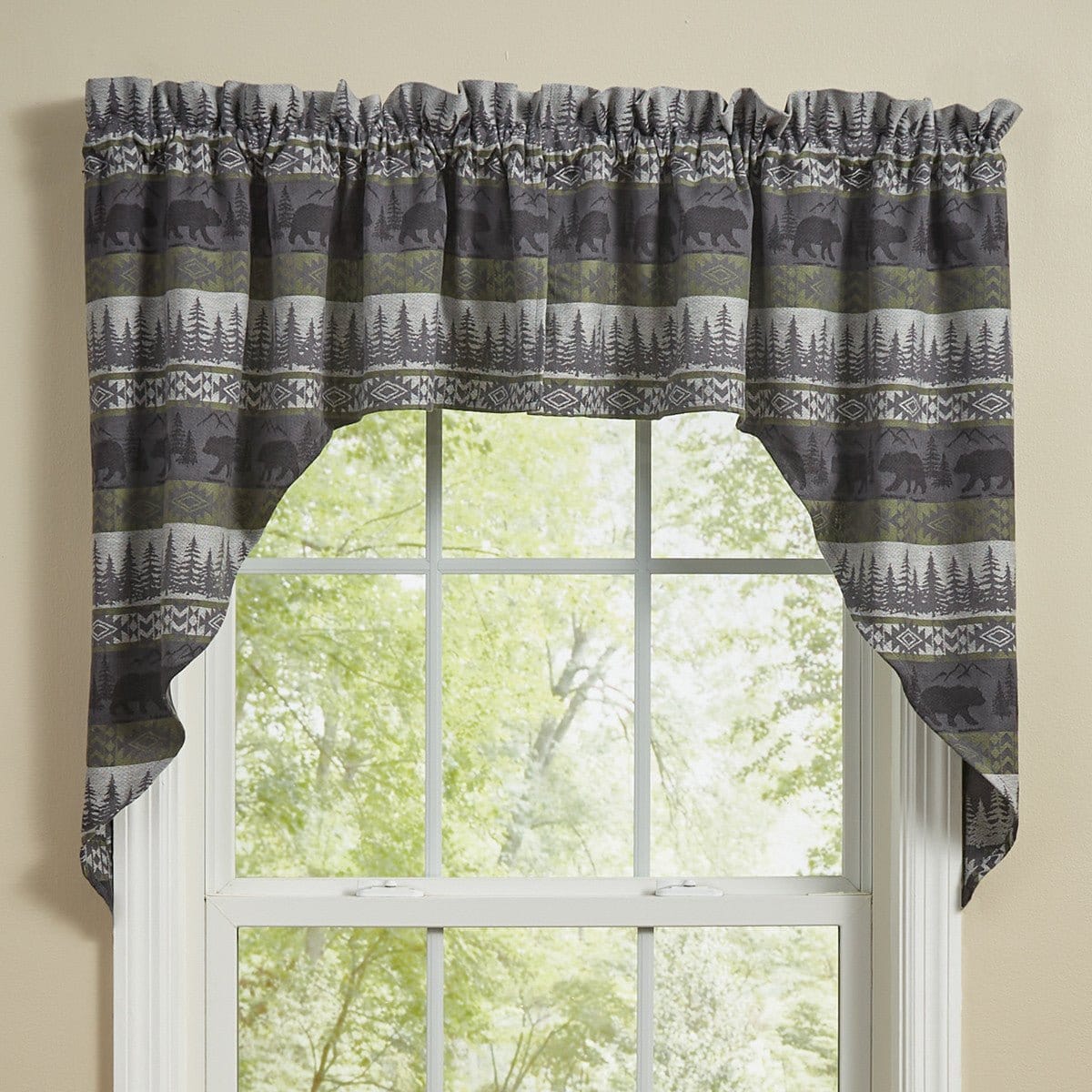 Green Mountain Bear Printed Swag Pair 36" Long Unlined-Park Designs-The Village Merchant