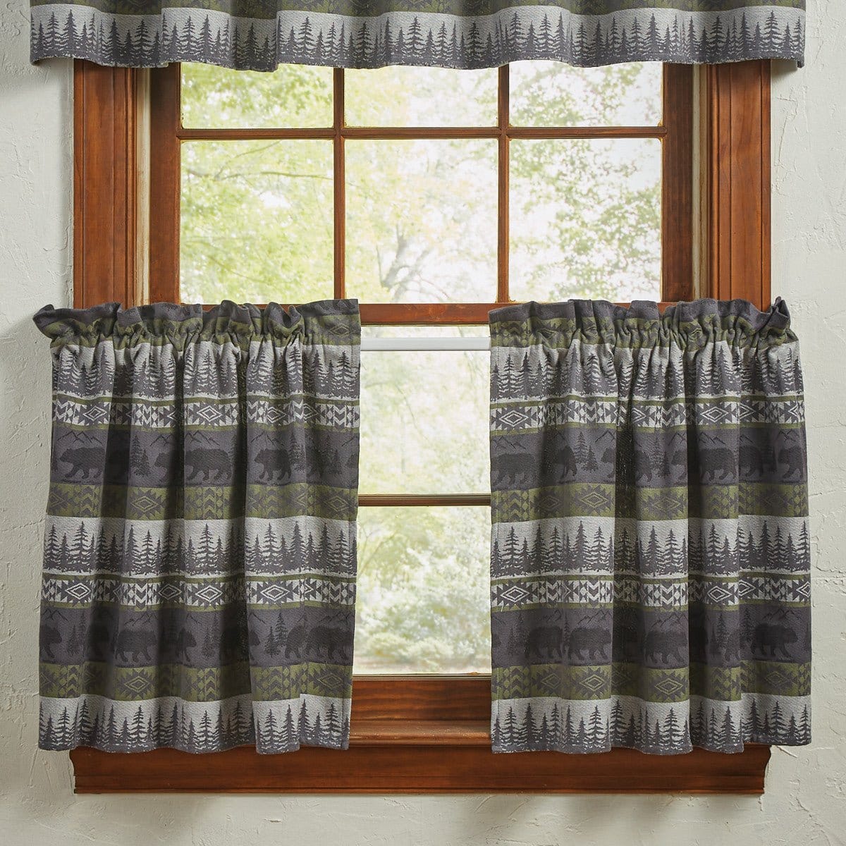 Green Mountain Bear Printed Tier Pair 24&quot; Long Unlined-Park Designs-The Village Merchant