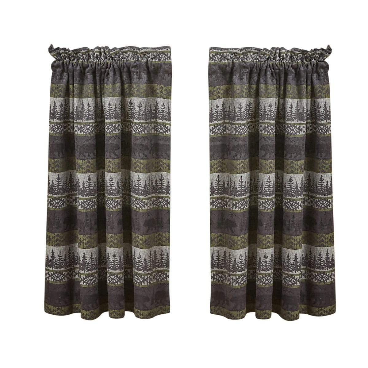 Green Mountain Bear Printed Tier Pair 36" Long Unlined-Park Designs-The Village Merchant