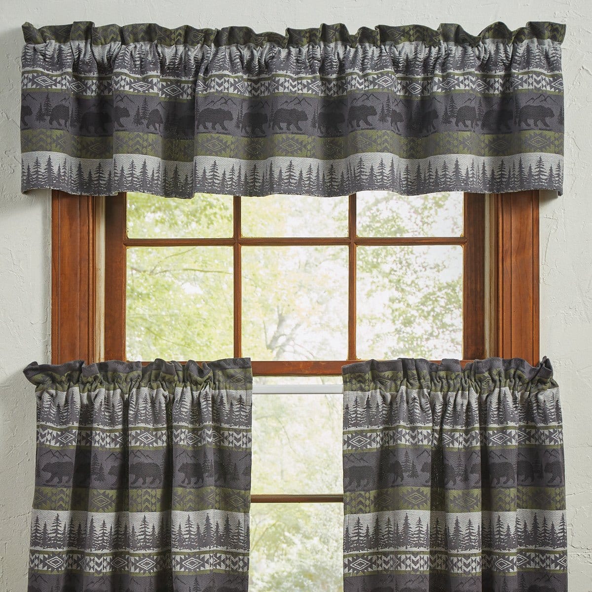 Green Mountain Bear Printed Valance Unlined-Park Designs-The Village Merchant