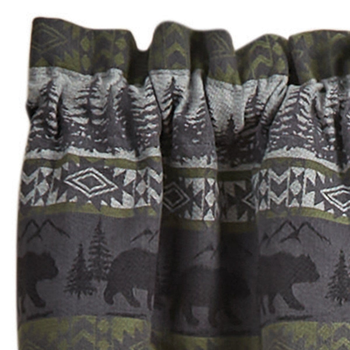 Green Mountain Bear Printed Valance Unlined-Park Designs-The Village Merchant