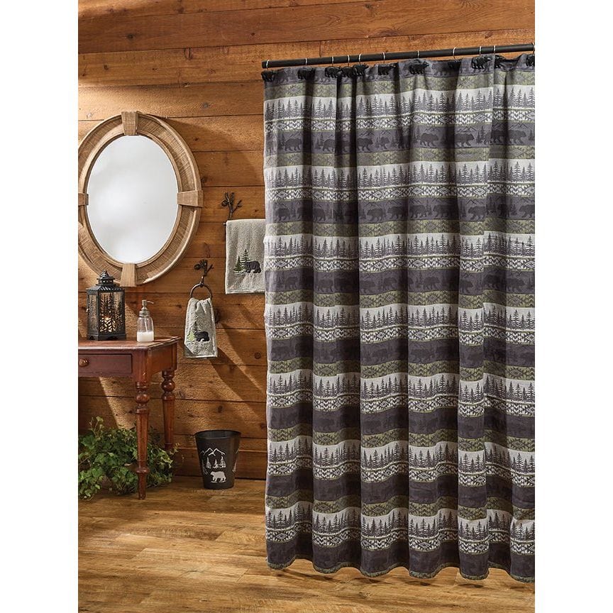 Green Mountain Bear Shower Curtain-Park Designs-The Village Merchant