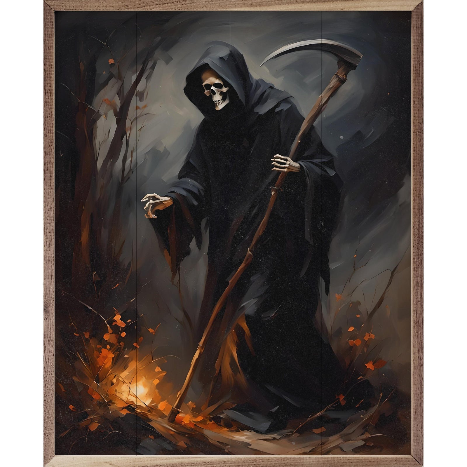 Kendrick Home Walnut Frames 8x10 Grim Reaper Printed and Framed Wall Sign