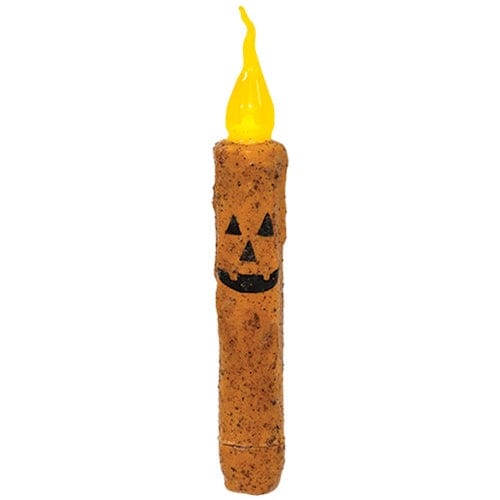 Grundgy Jack O Lantern LED Battery Candle Light Taper 6&quot; High - Timer Feature