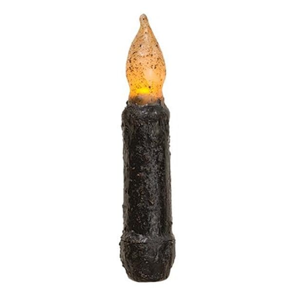 Grungy Black LED Battery Candle Light Taper 4&quot; High - Timer Feature-Craft Wholesalers-The Village Merchant