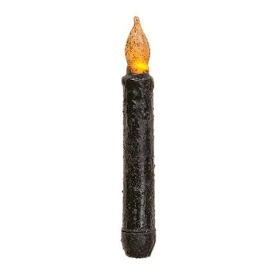 Grungy Black LED Battery Candle Light Taper 6.5" High - Timer Feature-Craft Wholesalers-The Village Merchant
