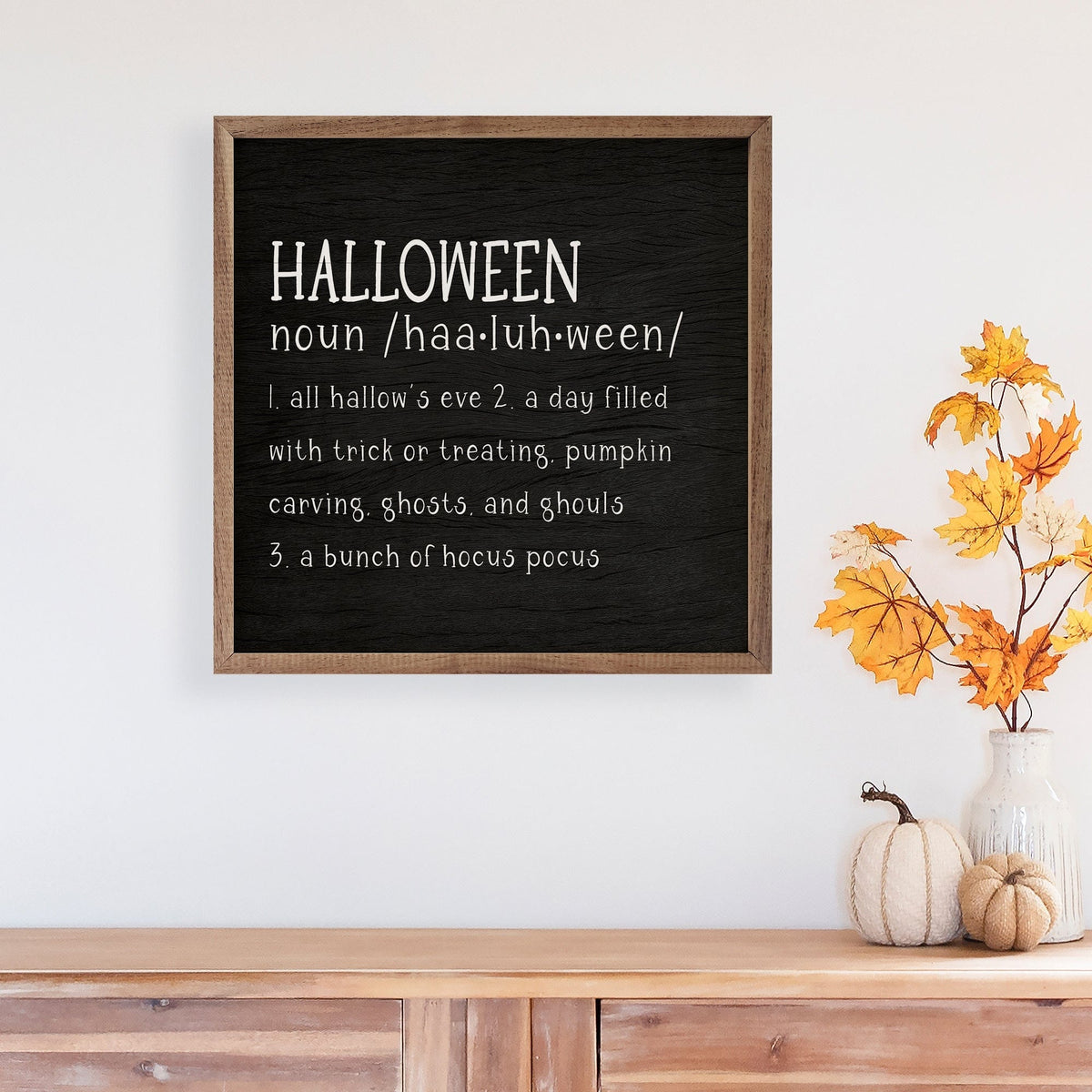 Kendrick Home Walnut Frames Halloween Definition Black Printed and Framed Wall Sign