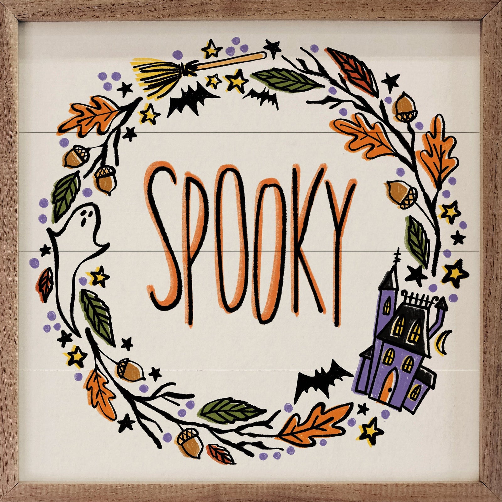 Kendrick Home Walnut Frames 4x4 Halloween Wreath I Spooky By Anne Tavoletti