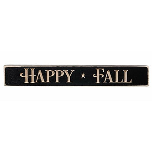 Happy Fall - Black Sign - Engraved Wood 12" Long-Craft Wholesalers-The Village Merchant