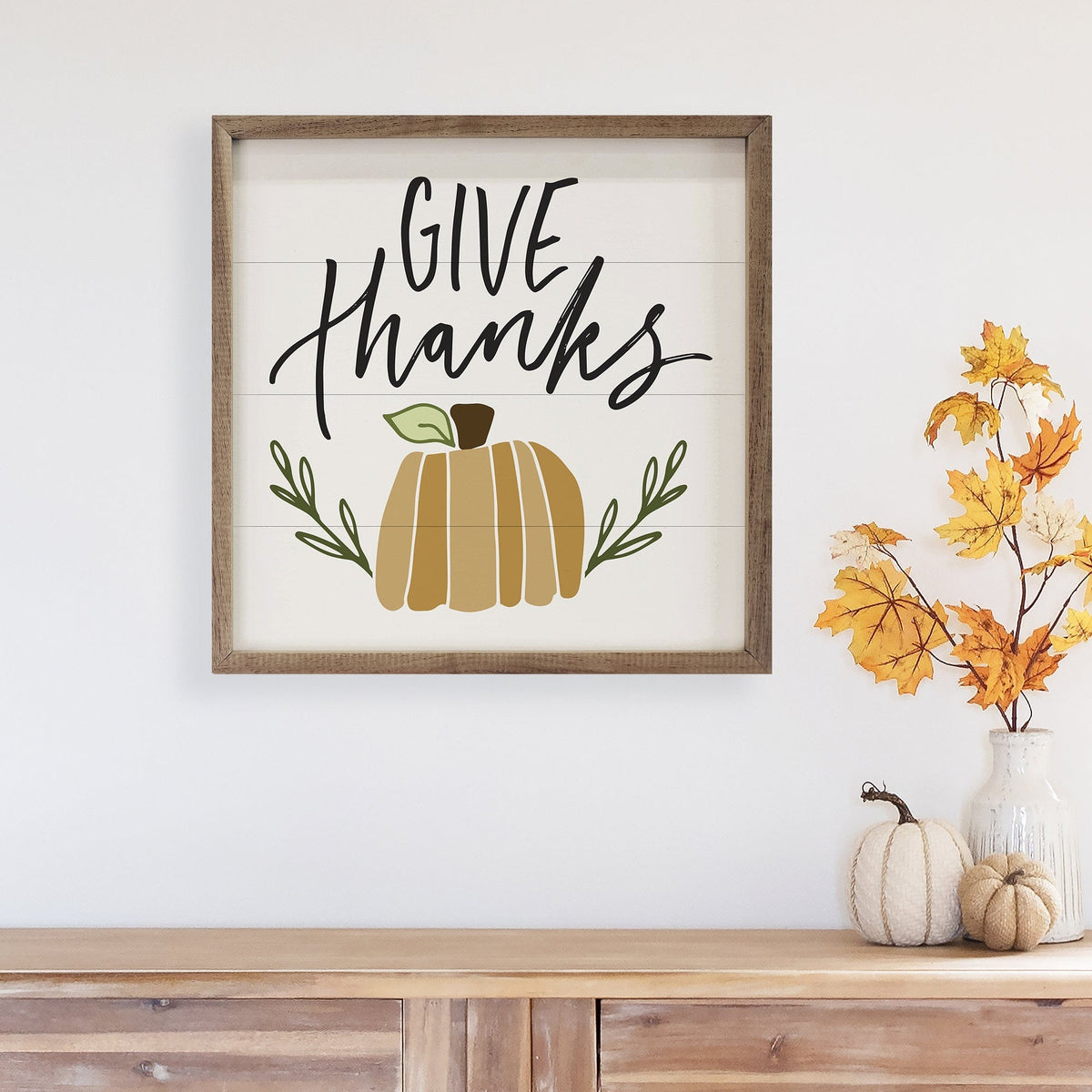 Kendrick Home Walnut Frames Happy Fall Give Thanks By Blue Chair Blessing