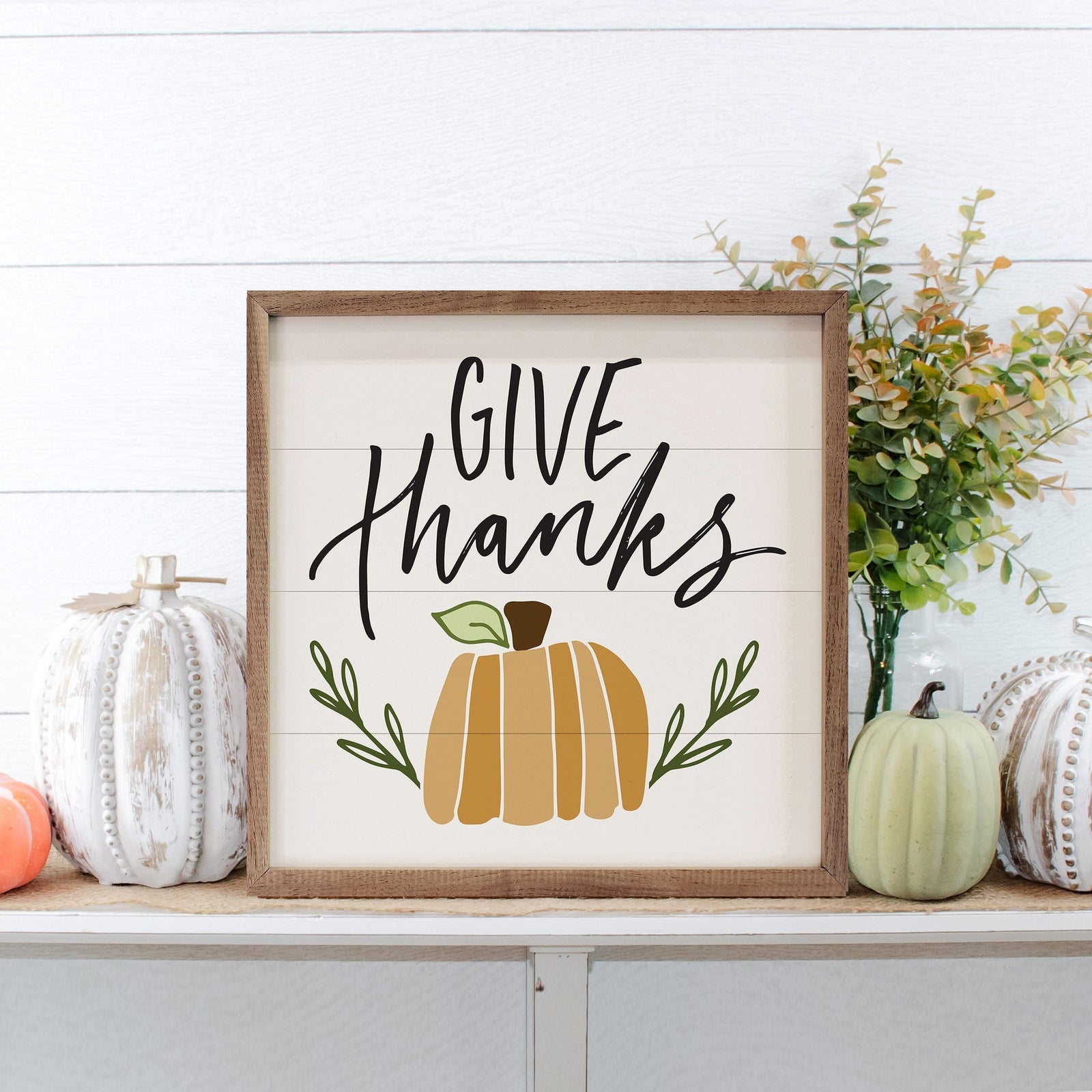 Kendrick Home Walnut Frames 4x4 Happy Fall Give Thanks By Blue Chair Blessing