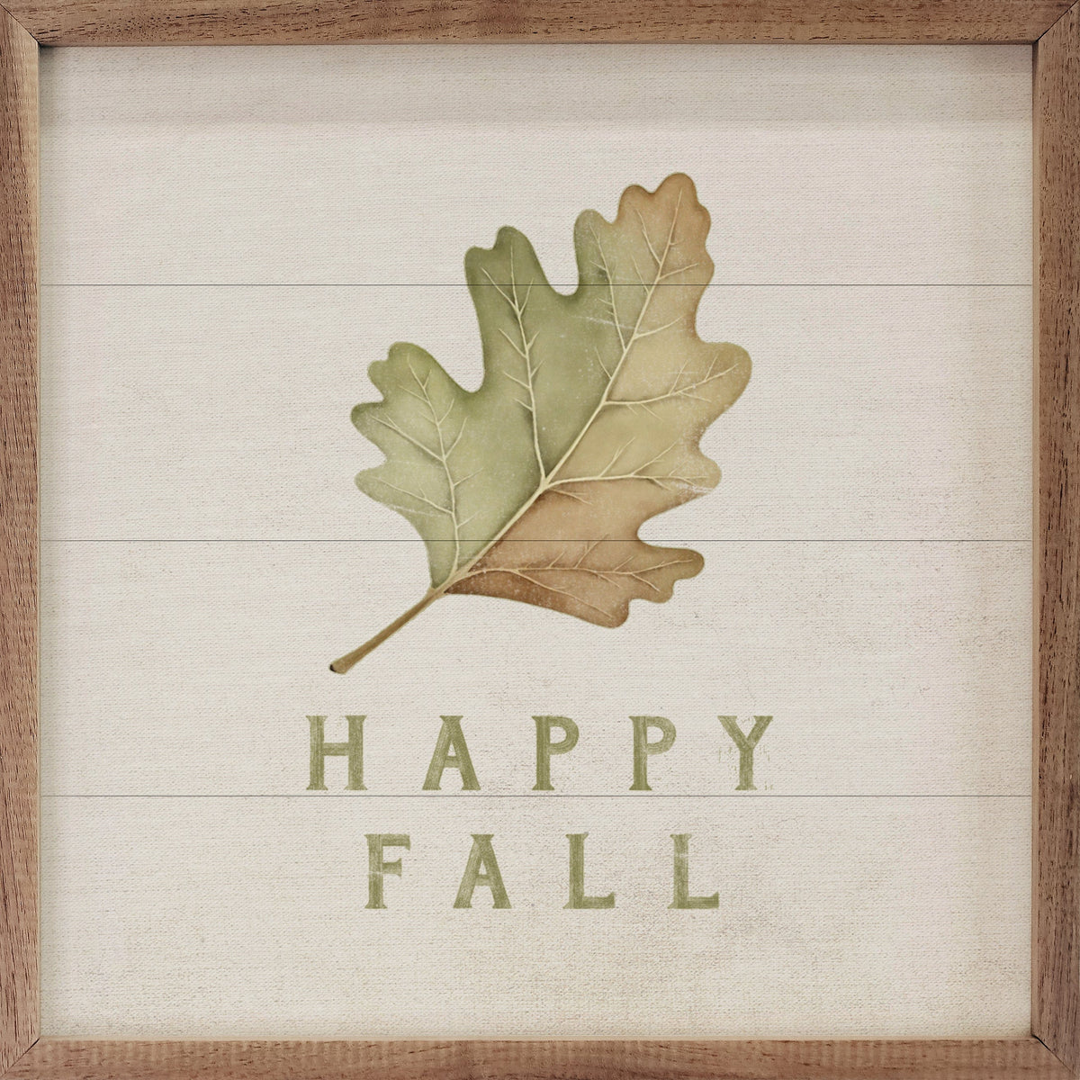 Kendrick Home Walnut Frames 4x4 Happy Fall Leaf Printed and Framed Wall Sign