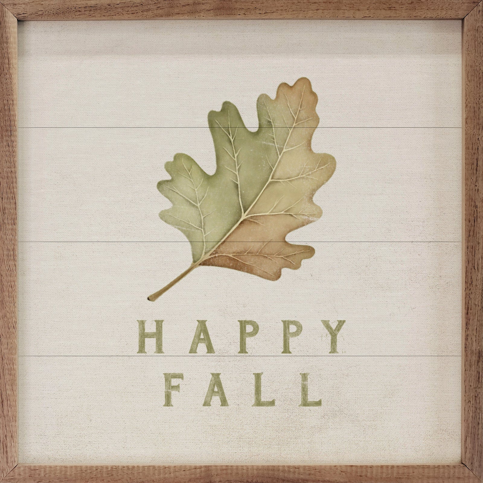 Kendrick Home Walnut Frames 4x4 Happy Fall Leaf Printed and Framed Wall Sign