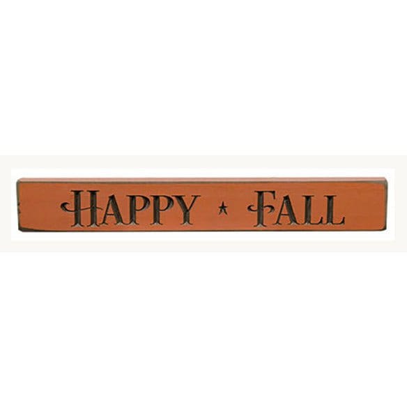 Happy Fall - Orange Sign - Engraved Wood 12" Long-Craft Wholesalers-The Village Merchant