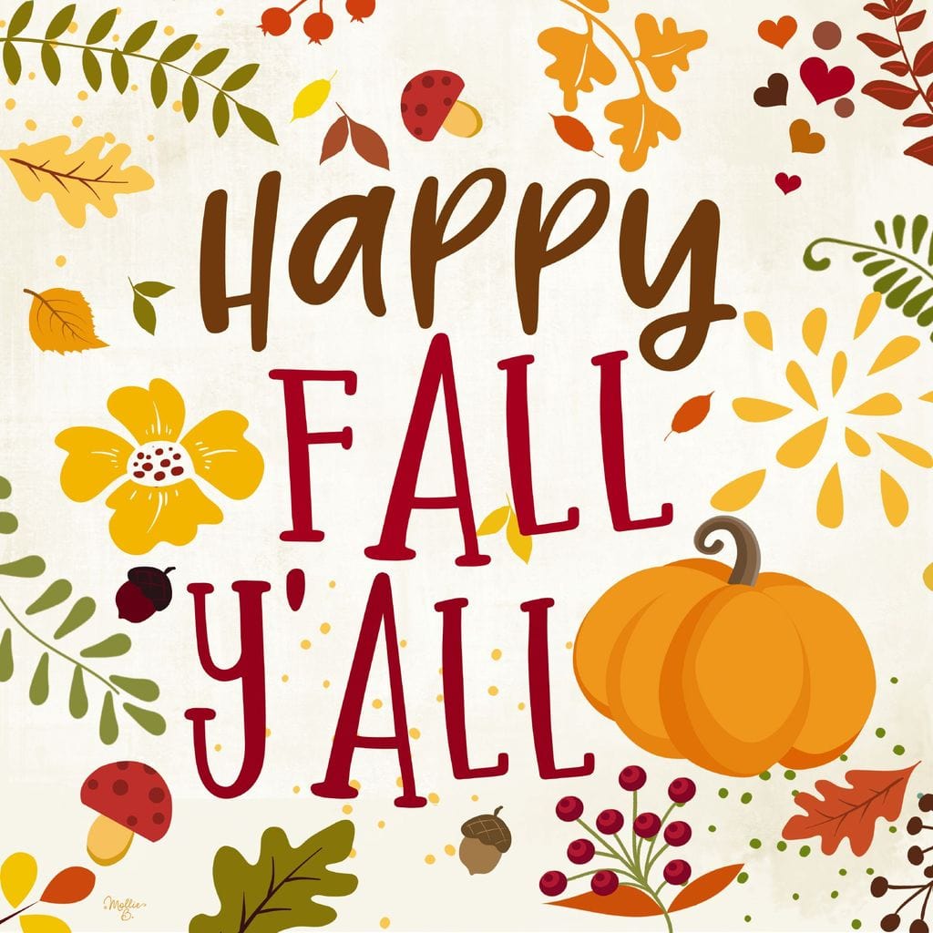 Happy Fall Y'all By Mollie B Right Art Print - 12 X 12-Penny Lane Publishing-The Village Merchant
