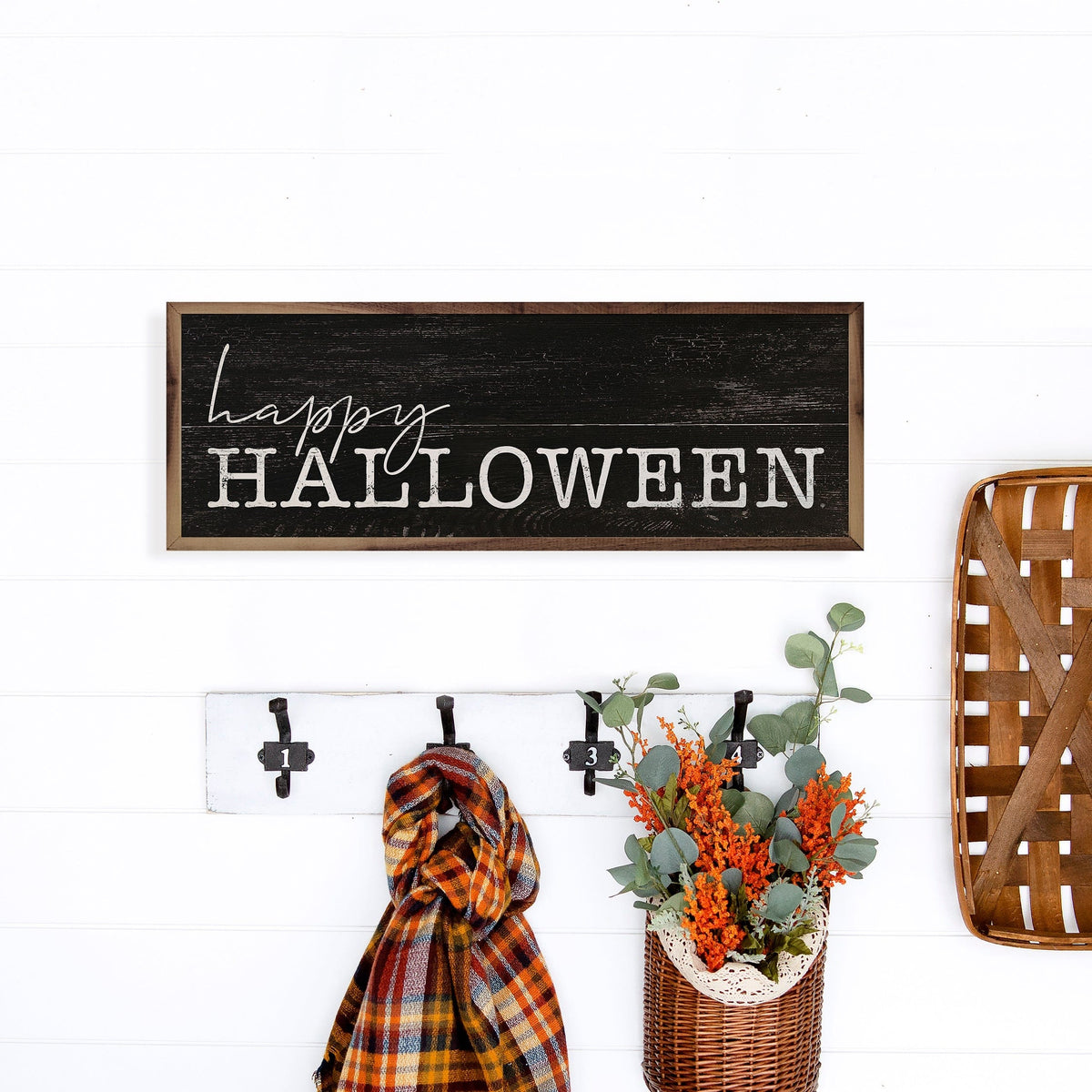 Kendrick Home Walnut Frames Happy Halloween Black
