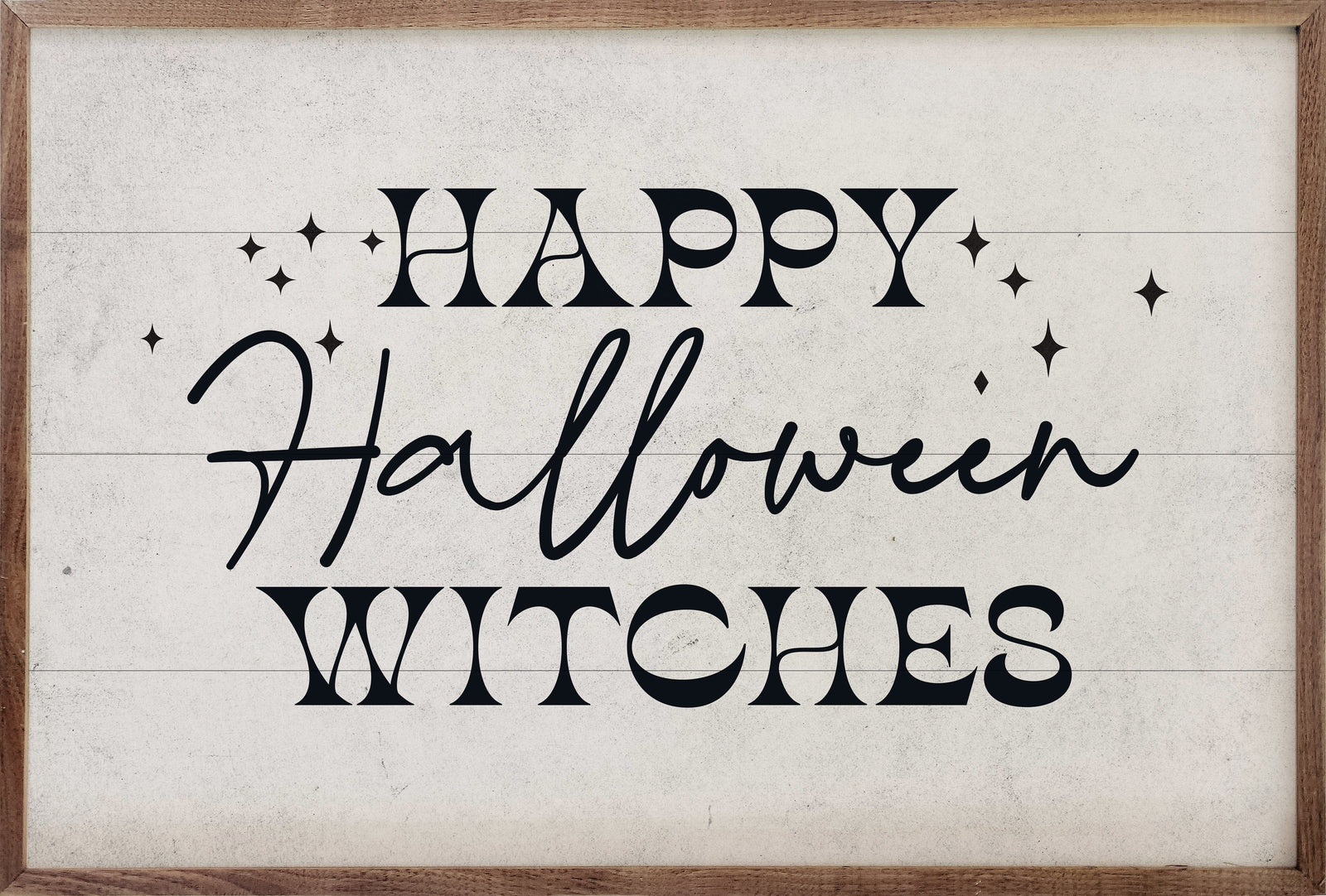 Kendrick Home Walnut Frames Happy Halloween Witches White