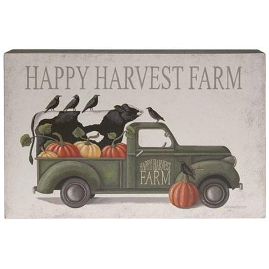 Happy Harvest Farm Truck Wood Box Sign-Craft Wholesalers-The Village Merchant