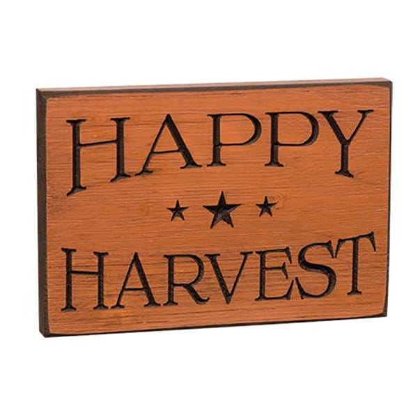 Happy Harvest Sign - Engraved Wood 8&quot; Long-Craft Wholesalers-The Village Merchant