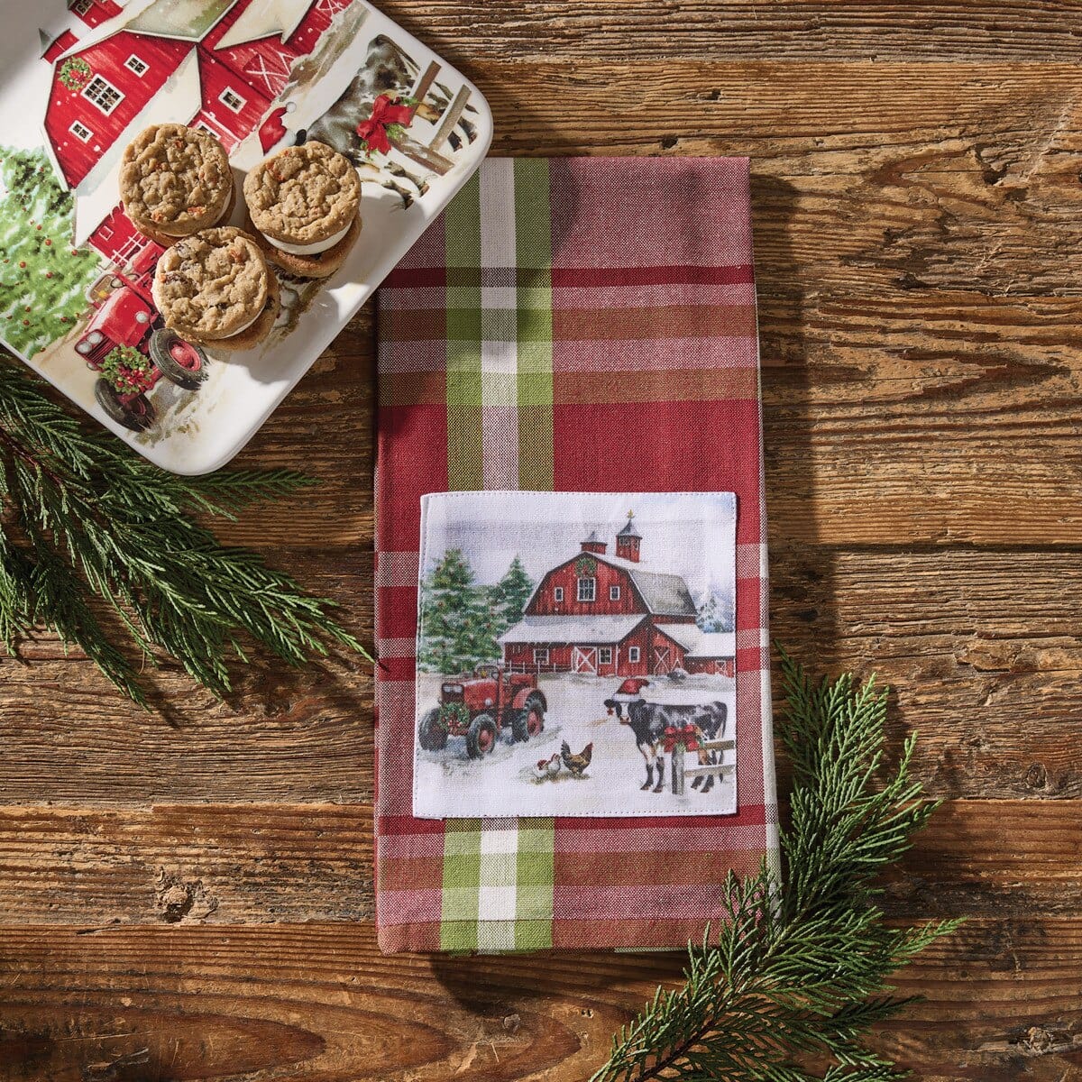 Happy Holidays Chindi Plaid Decorative Towel