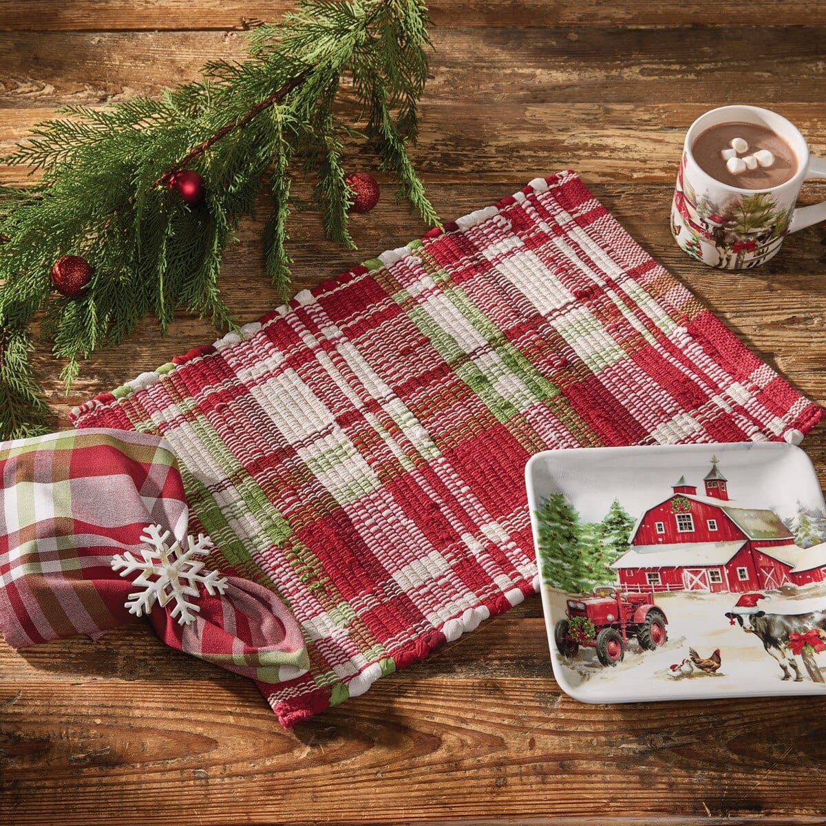 Happy Holidays Chindi Plaid Napkin Set of 2