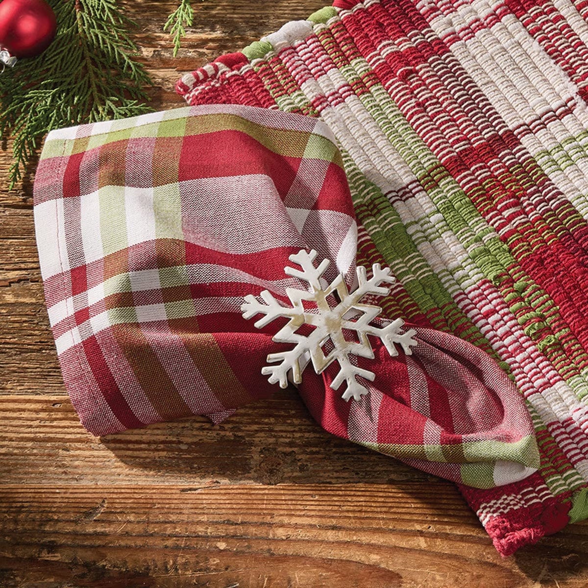 Happy Holidays Chindi Plaid Napkin Set of 2