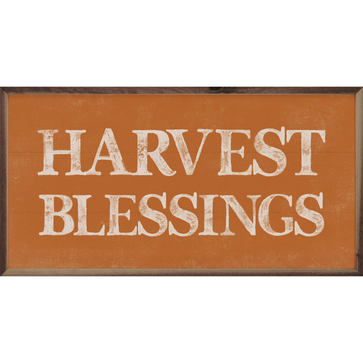 Kendrick Home Walnut Frames 16x8 Harvest Blessings Orange Printed and Framed Wall Sign