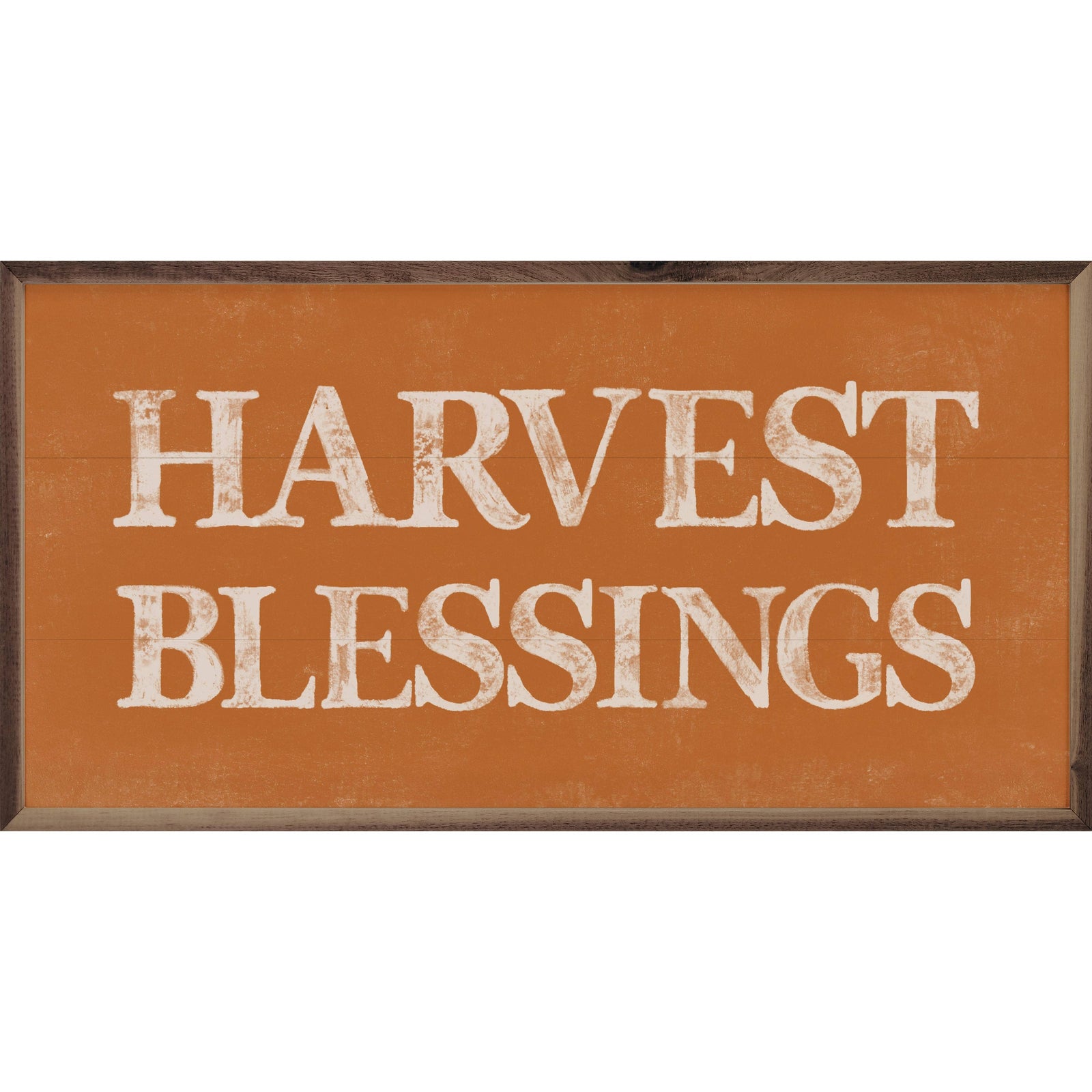 Kendrick Home Walnut Frames 16x8 Harvest Blessings Orange Printed and Framed Wall Sign