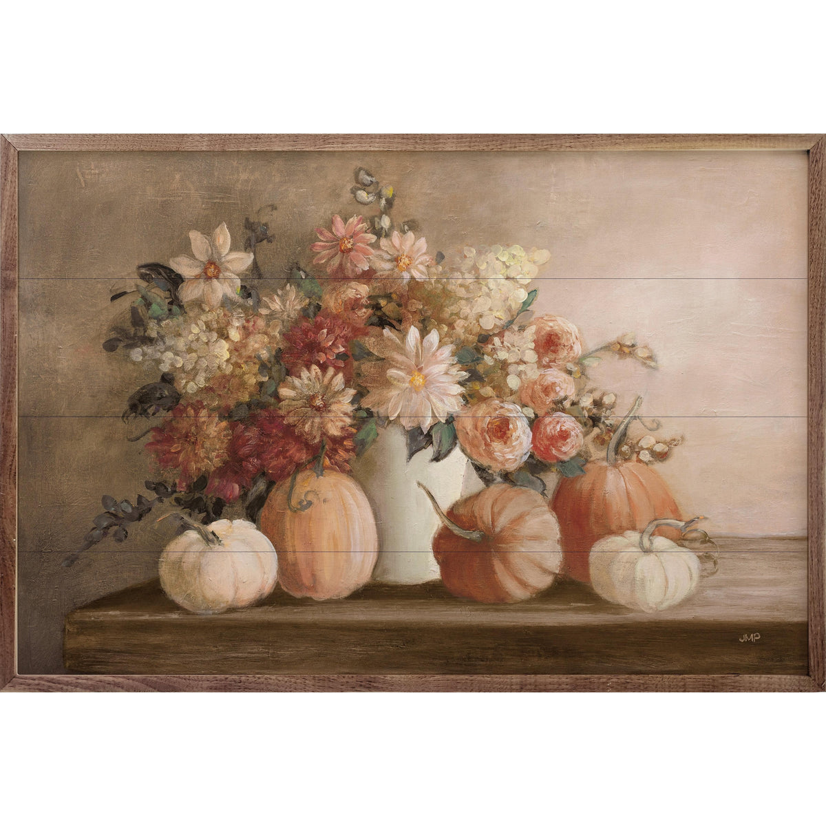 Kendrick Home Walnut Frames Harvest Bouquet Pomegranate By Julia Purinton Printed and Framed Wall Sign
