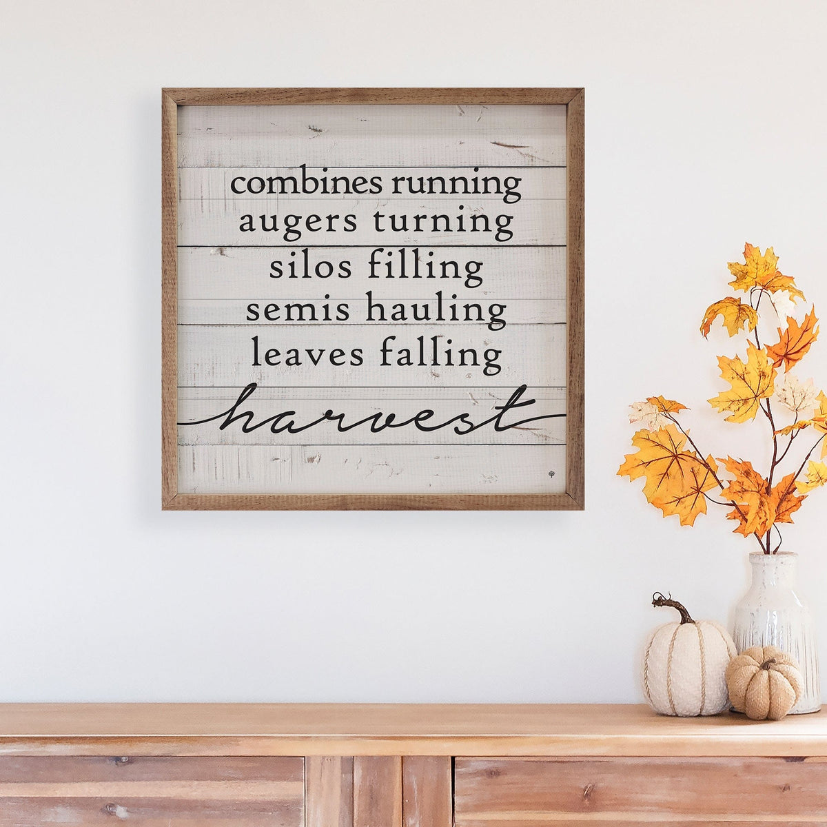 Kendrick Home Walnut Frames Harvest Combines Running Whitewash