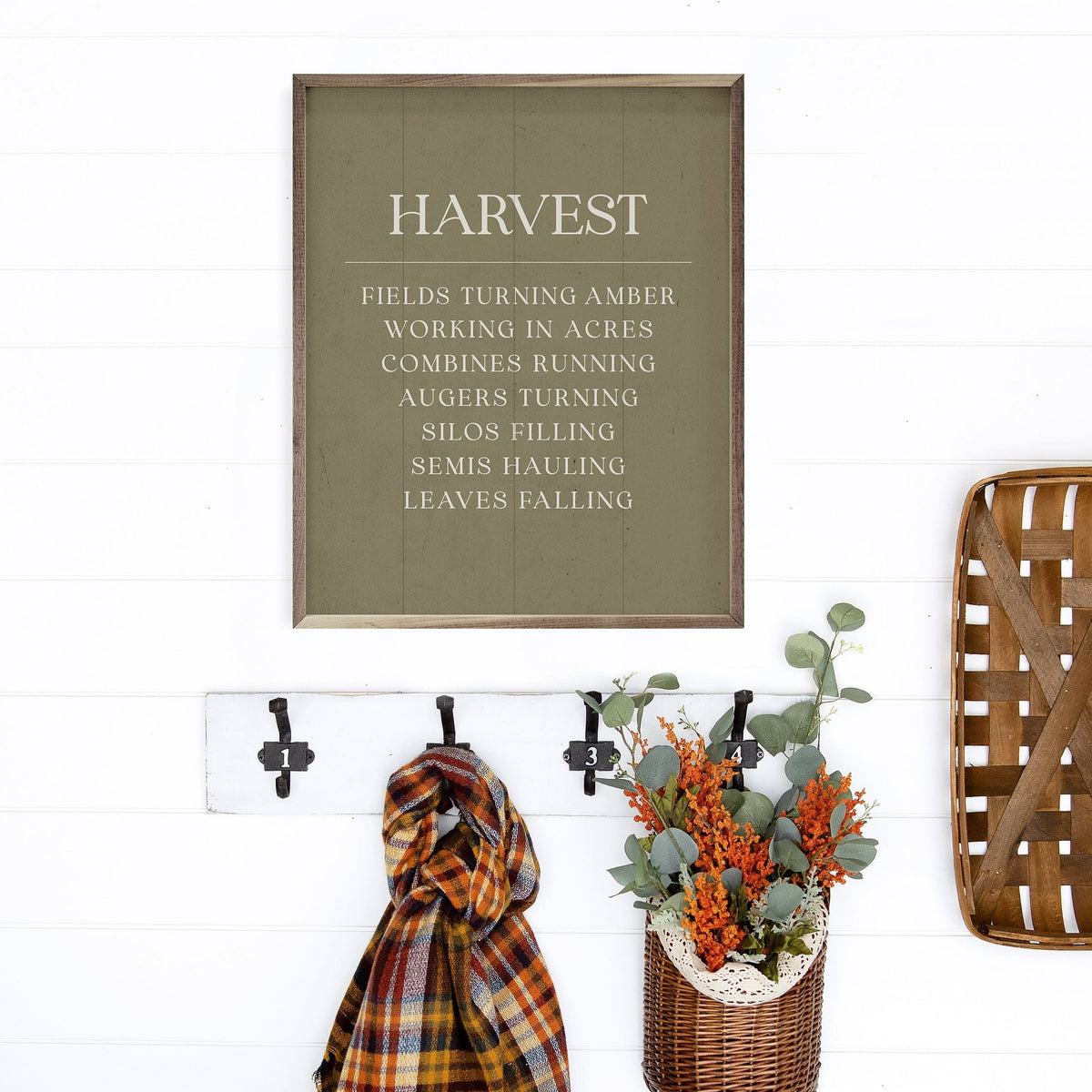 Kendrick Home Walnut Frames Harvest Fields Turning Amber Green Printed and Framed Wall Sign