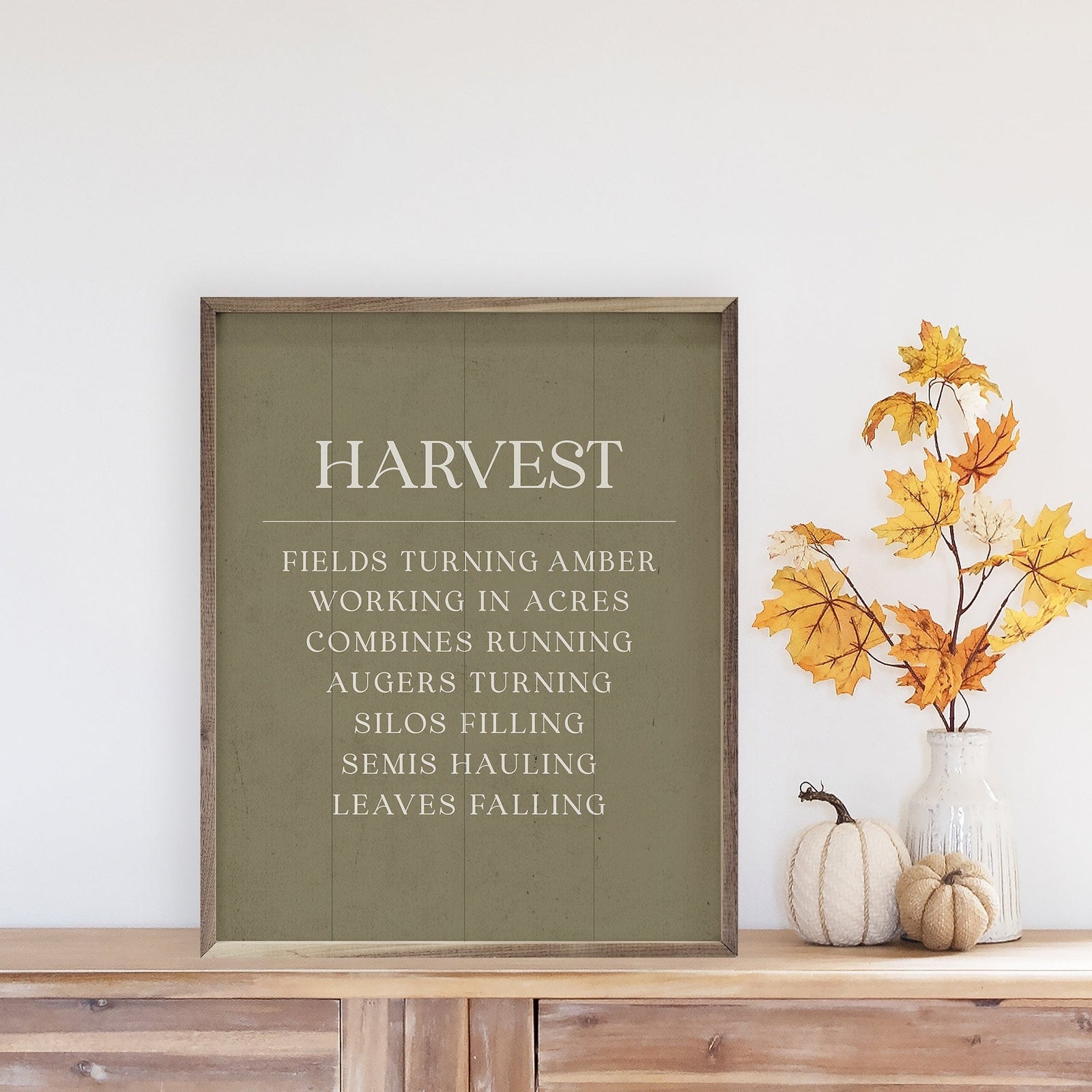 Kendrick Home Walnut Frames 8x10 Harvest Fields Turning Amber Green Printed and Framed Wall Sign
