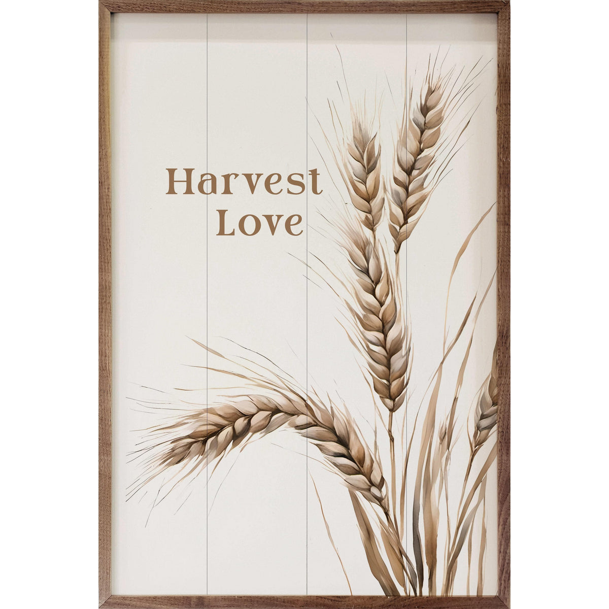 Kendrick Home Walnut Frames 5x8 Harvest Love White Printed and Framed Wall Sign