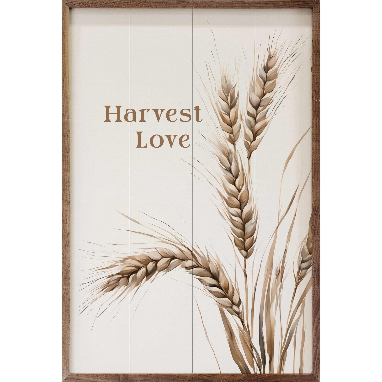 Kendrick Home Walnut Frames 5x8 Harvest Love White Printed and Framed Wall Sign
