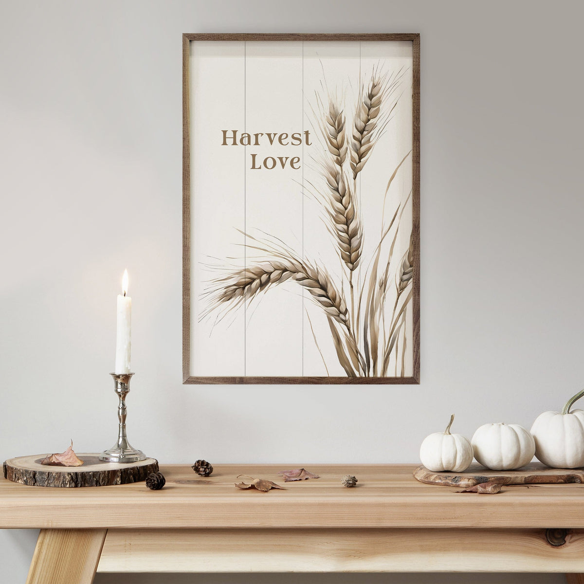 Kendrick Home Walnut Frames Harvest Love White Printed and Framed Wall Sign