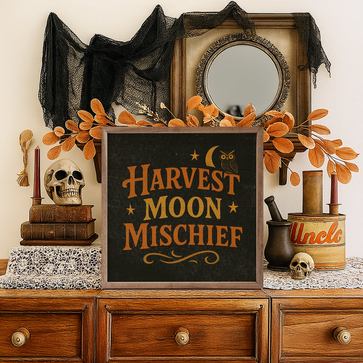 Kendrick Home Walnut Frames Harvest Moon Mischief