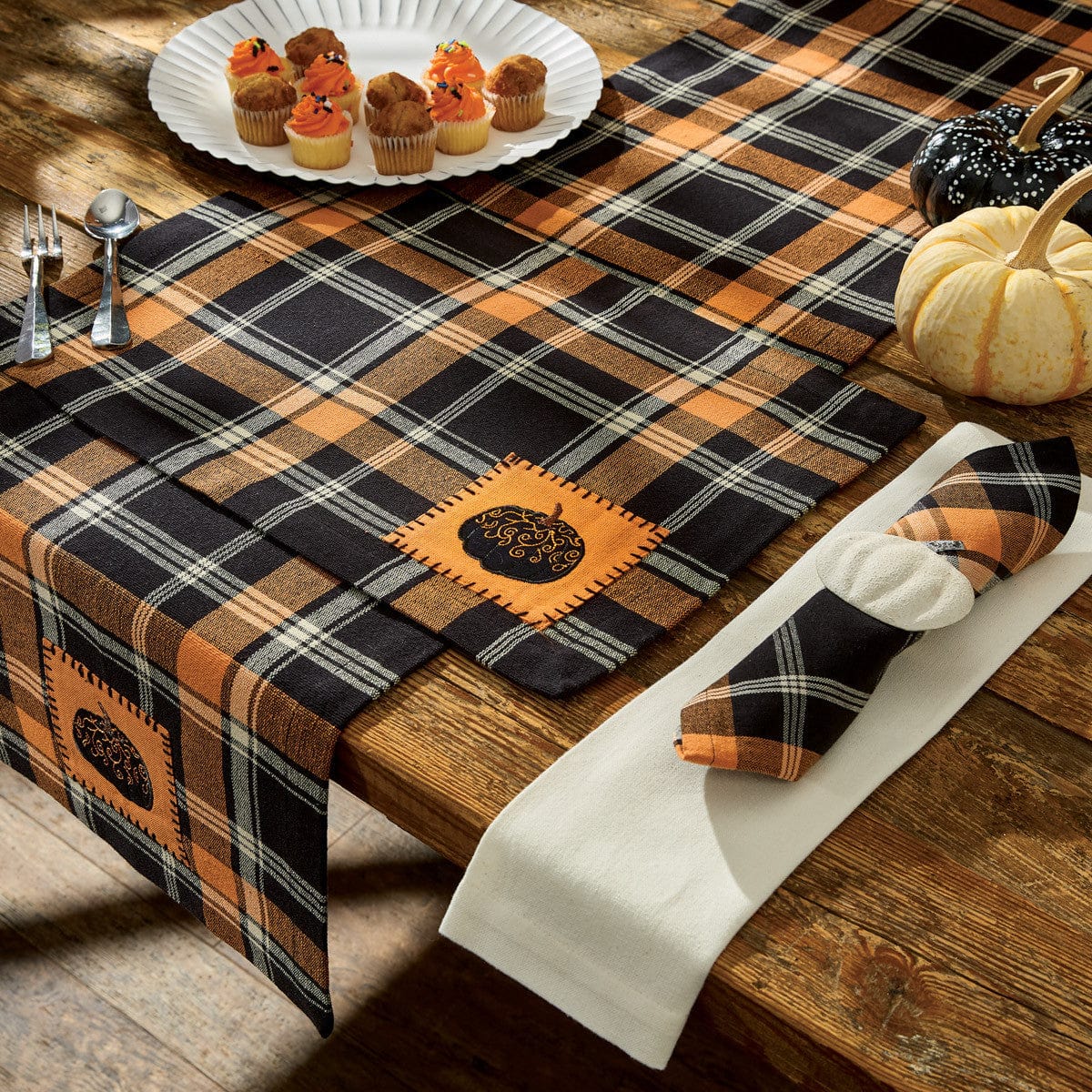 Harvest Night Plaid Table Runner 54&quot; Long