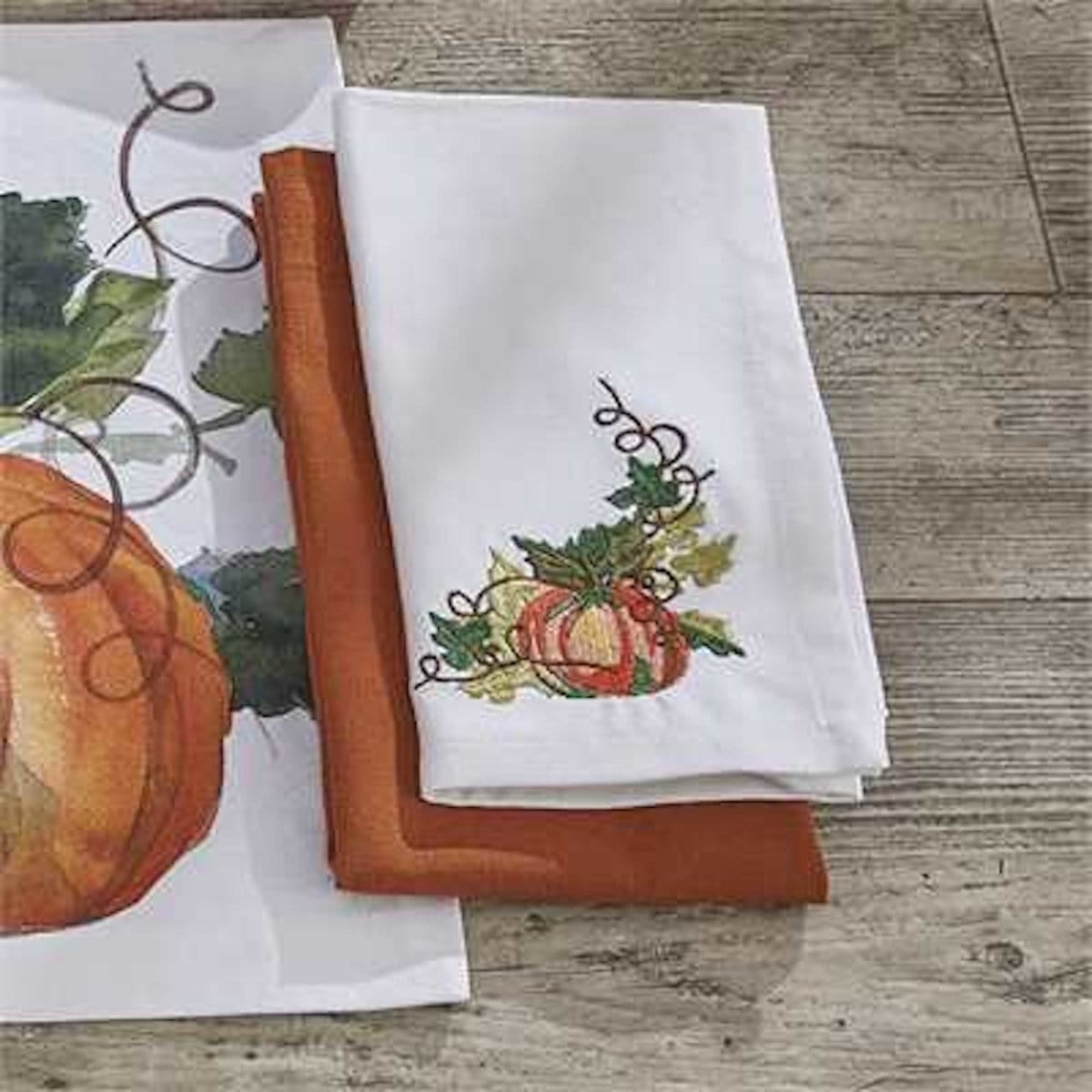 Harvest Pumpkin Embroidered Napkin-Park Designs-The Village Merchant