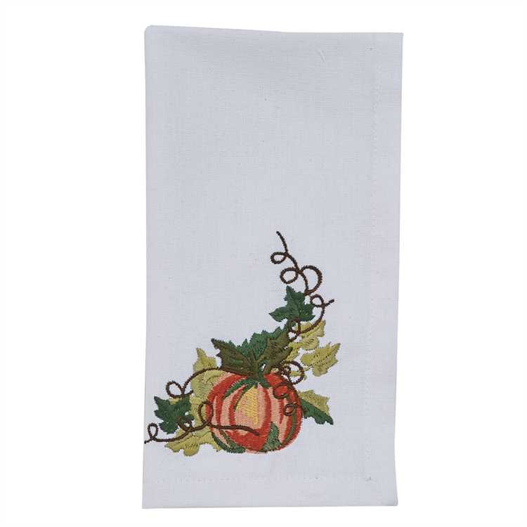 Harvest Pumpkin Embroidered Napkin-Park Designs-The Village Merchant