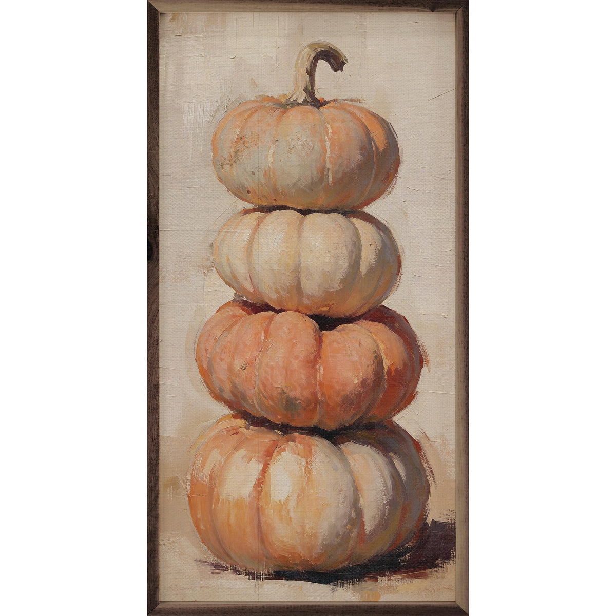 Kendrick Home Walnut Frames 8x16 Harvest Pumpkin Tower Printed and Framed Wall Sign