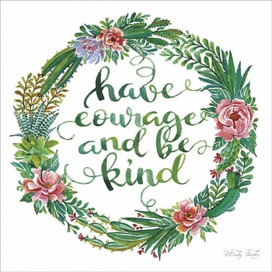 Have Courage Succulent Wreath By Cindy Jacobs Art Print - 12 X 12-Penny Lane Publishing-The Village Merchant