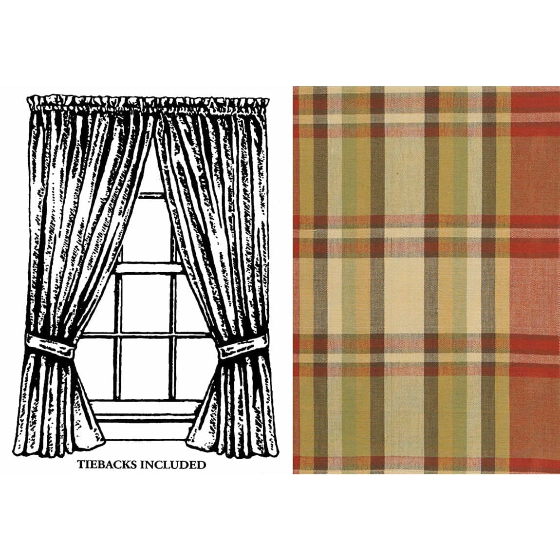 Heartfelt Panel Pair With Tie Backs 63" Long Unlined-Park Designs-The Village Merchant