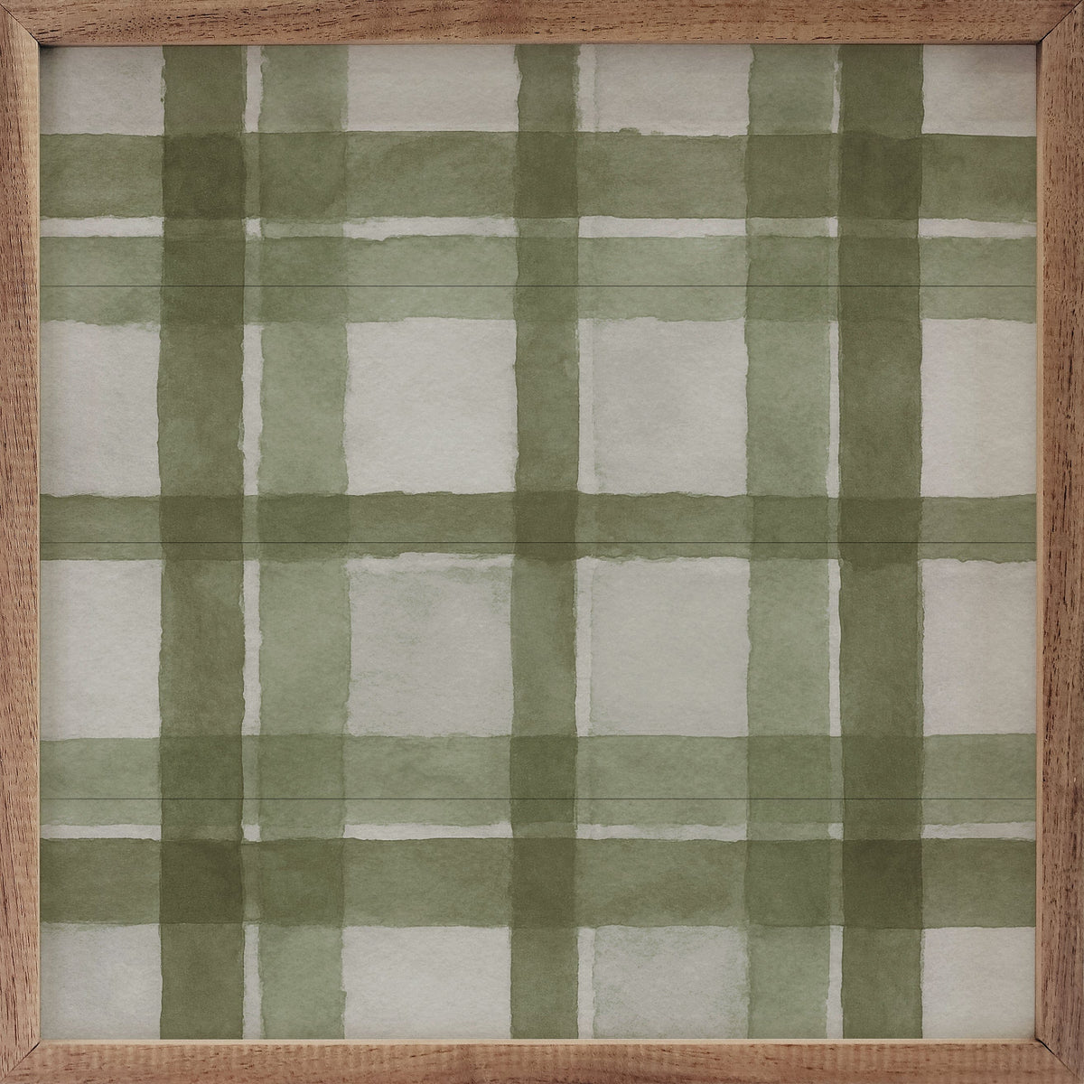Kendrick Home Walnut Frames 4x4 / GREEN Hearthside Plaid Printed and Framed Wall Sign