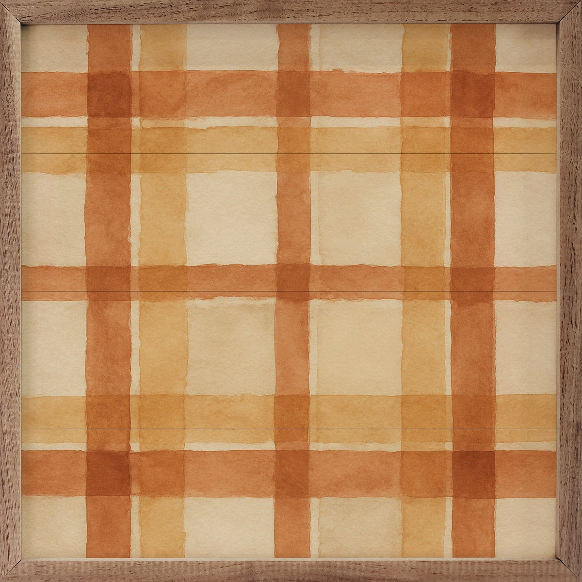 Kendrick Home Walnut Frames 4x4 / ORANGE Hearthside Plaid Printed and Framed Wall Sign