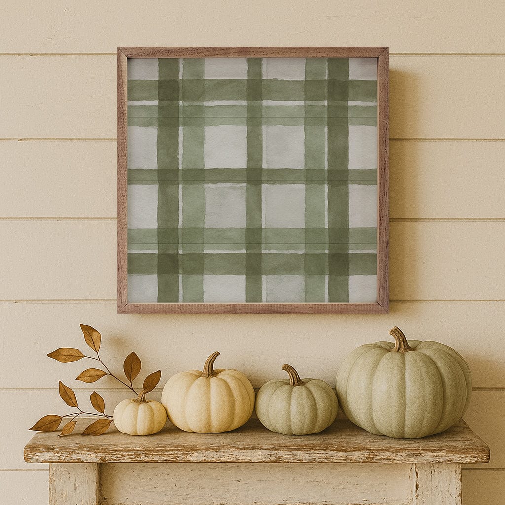 Kendrick Home Walnut Frames Hearthside Plaid Printed and Framed Wall Sign