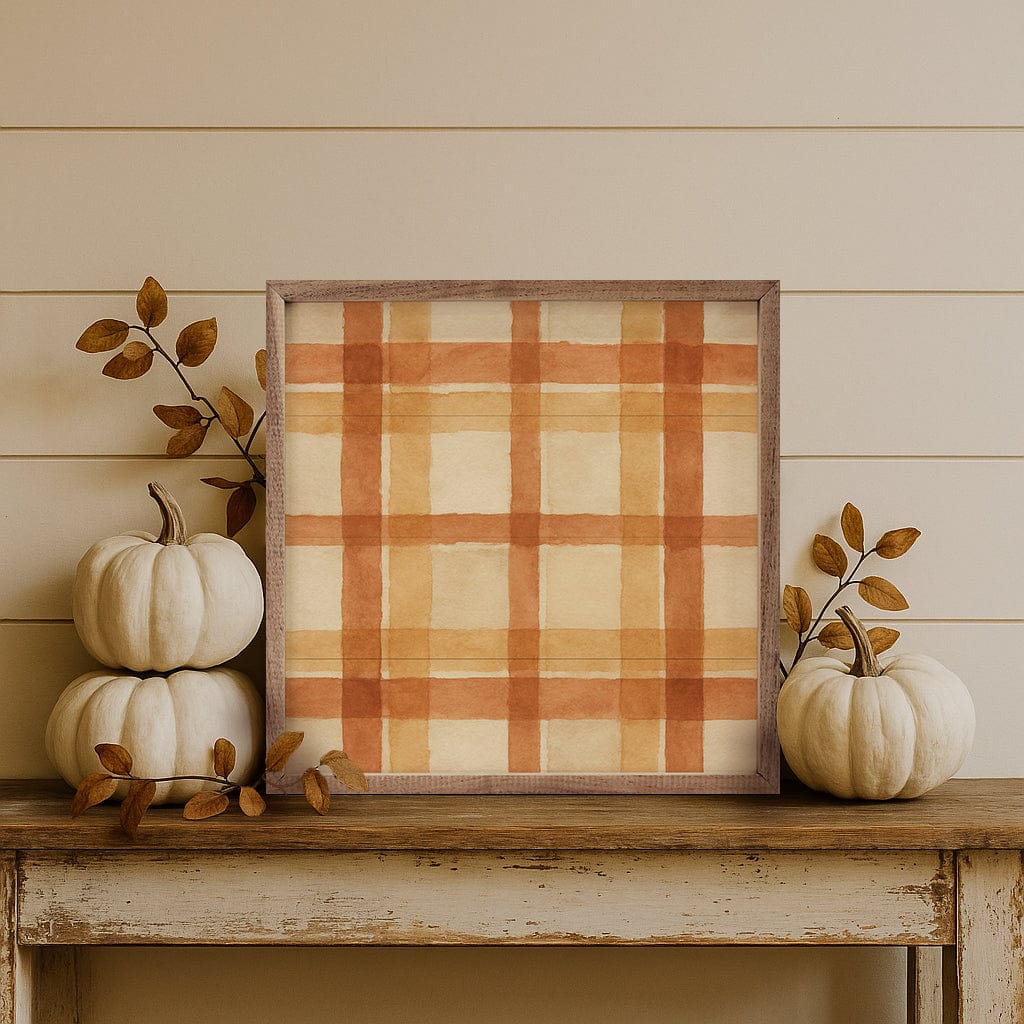 Kendrick Home Walnut Frames Hearthside Plaid Printed and Framed Wall Sign